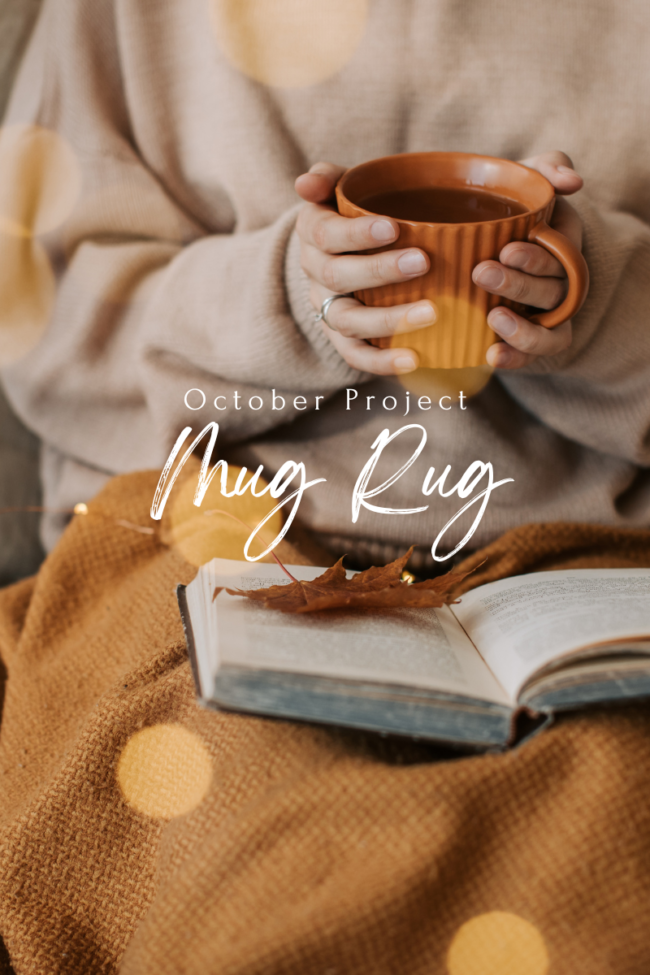 Stock image of woman holding coffee mug with book in her lap.